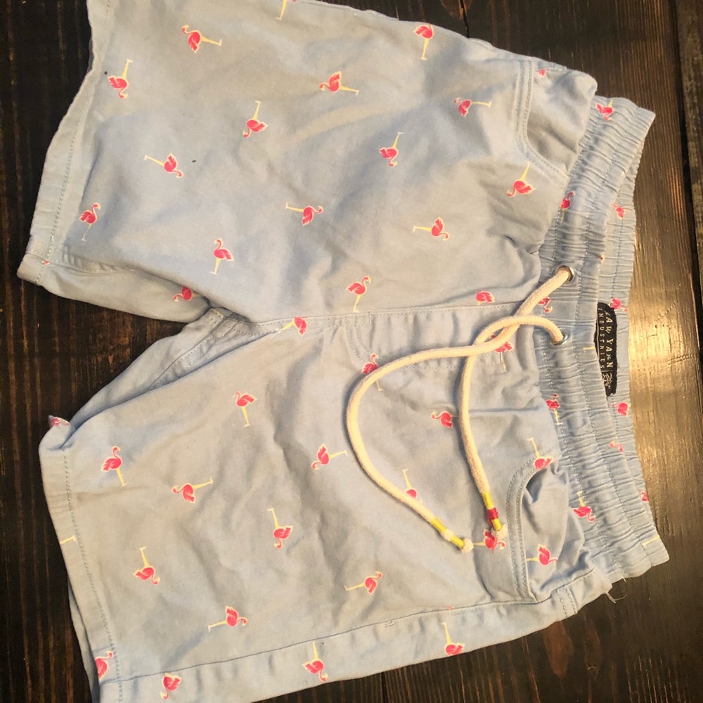 Raw Yarn flamingo design shorts.  YM